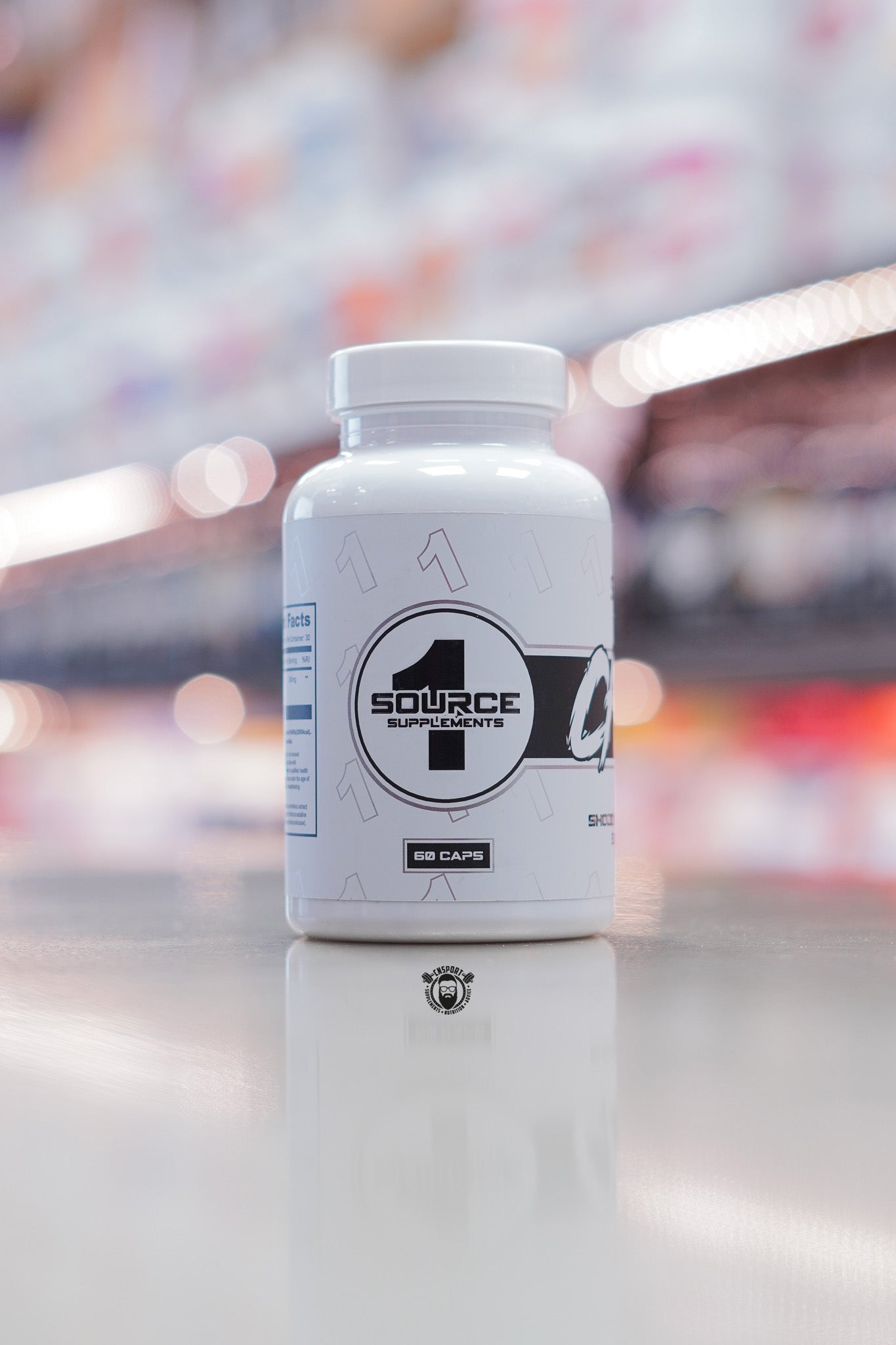 side of 1 Source Supplements SHODEN Chill Ashwagandha capsules bottle with 60 capsules label