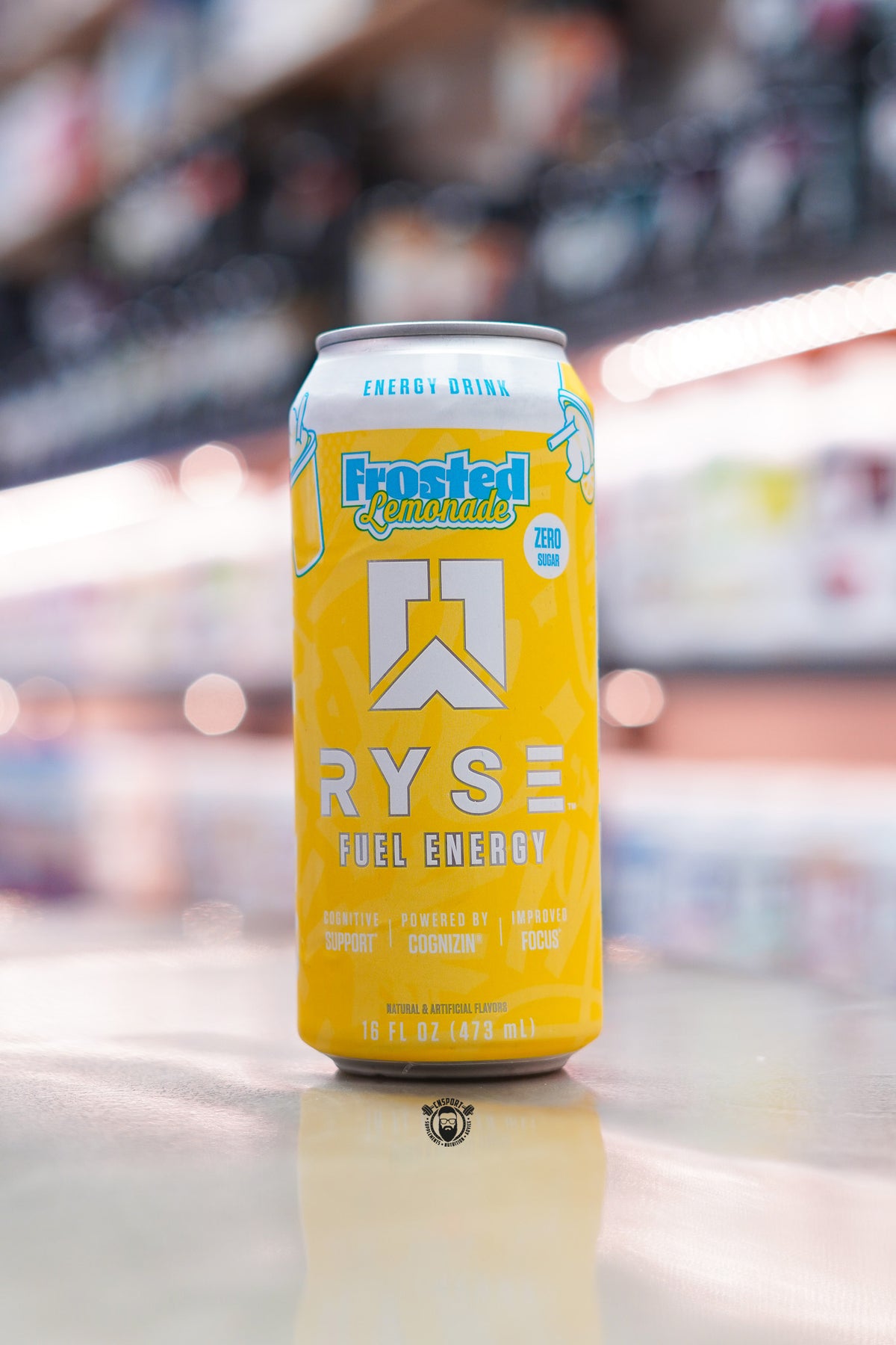 Ryse Fuel Energy Drink in Frosted Lemonade flavour, a zero sugar 473ml energy drink delivering performance-focused energy and cognitive support in a refreshing lemonade-inspired flavour.