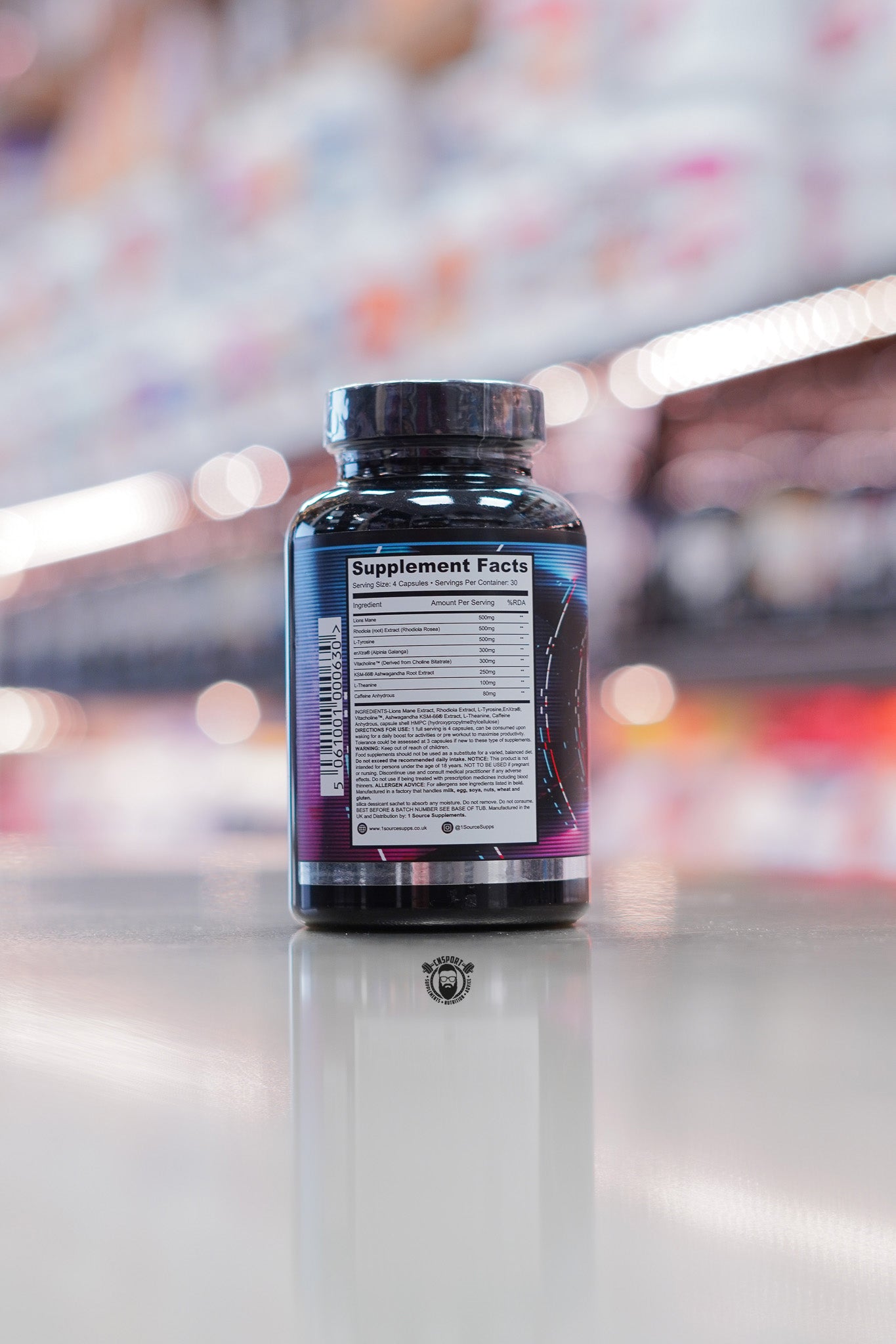 1 Source Supplements Alert 1 supplement facts panel displaying ingredients, serving size, and nutritional information