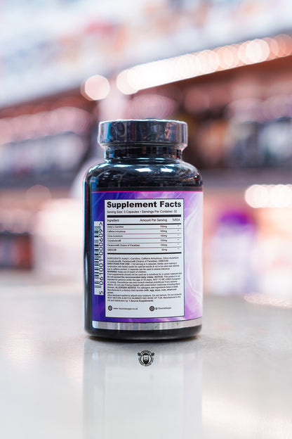 1 Source Supplements Shredded 1 fat burner capsules bottle showing supplement facts and ingredient panel.