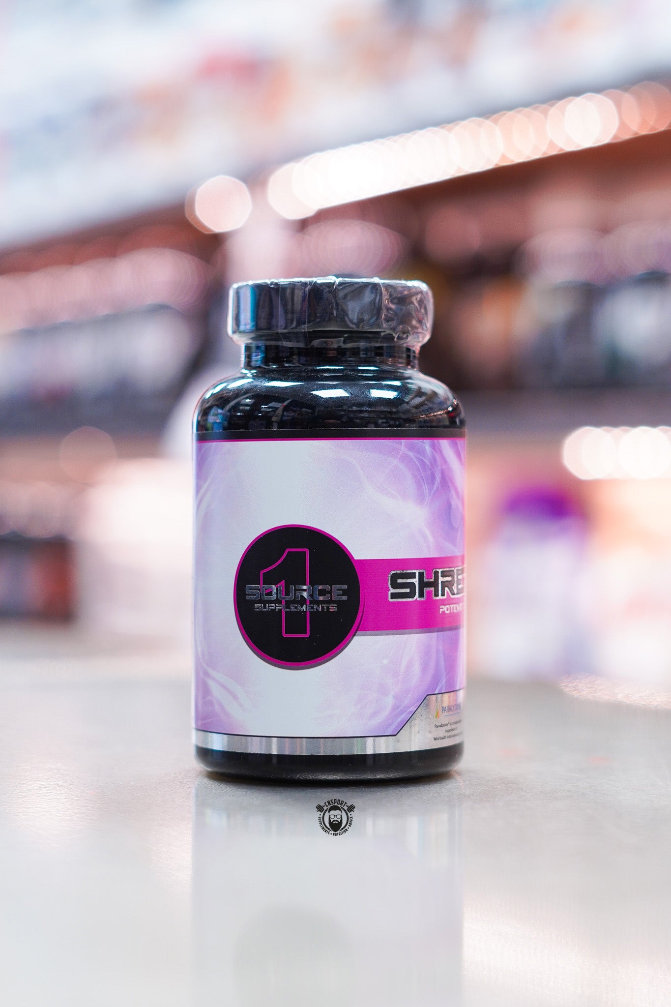 1 Source Supplements Shredded 1 thermogenic fat burner capsules bottle showing brand logo and side label design.