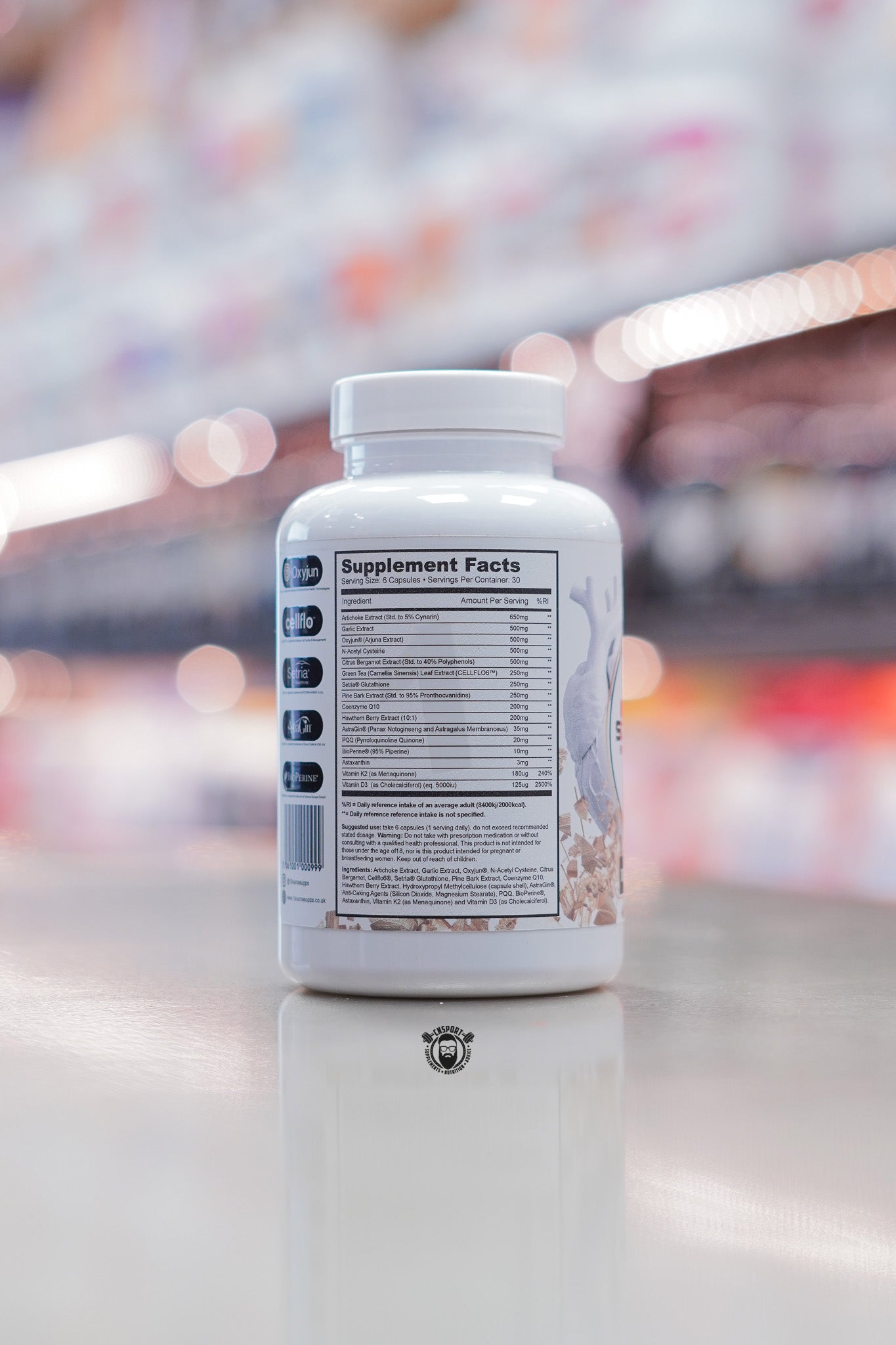 Back label of 1 Source Supplements Vital 1 capsules showing full supplement facts and ingredient panel on a white bottle.