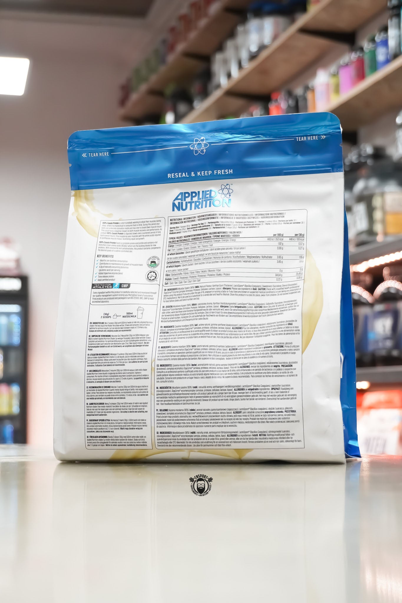 Applied Nutrition - 100% Casein - 900g ingredient label