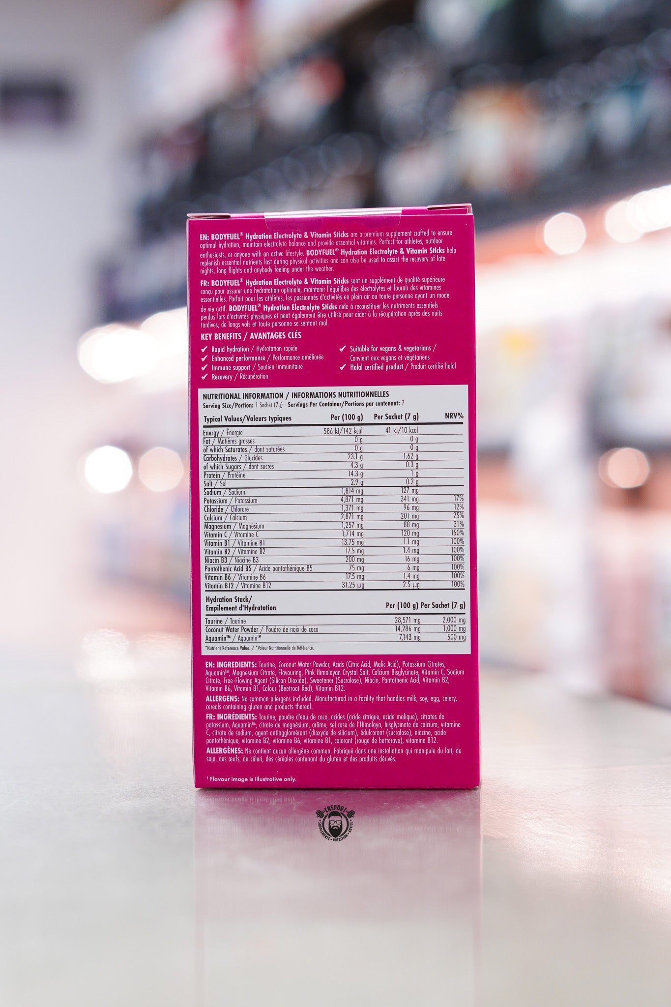 Applied Nutrition - Body Fuel Hydration Sticks - 7 Sticks ingredient label