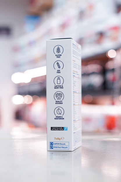 Alternate side of the Applied Nutrition Hydration+ box showing icons for gluten free, soy free, lactose & dairy free, quality assured, and vegan & vegetarian certifications, along with recycling instructions.