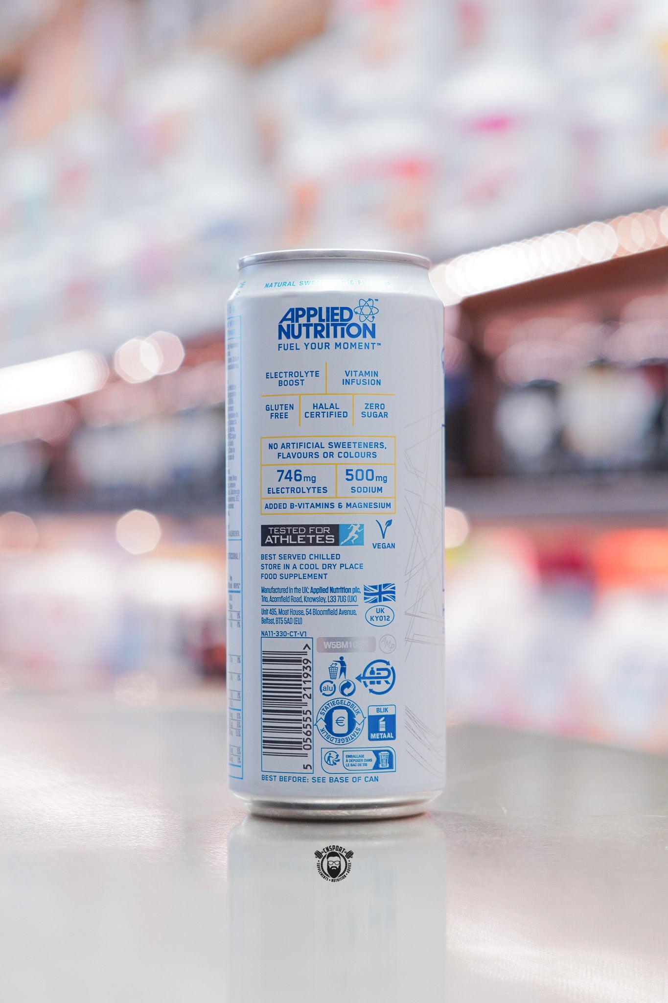 Side view of Na11 Hydration Citrus Twist can showing nutrition information and ingredients panel