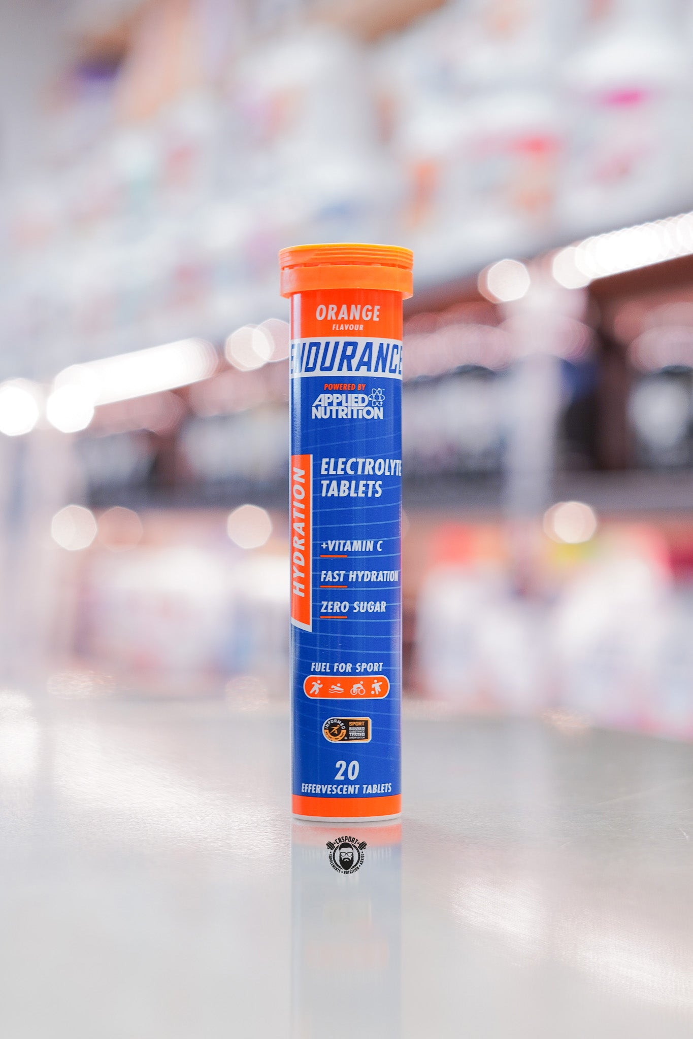 Applied Nutrition Endurance Electrolyte Tablets Orange flavour tube containing 20 effervescent hydration tablets.