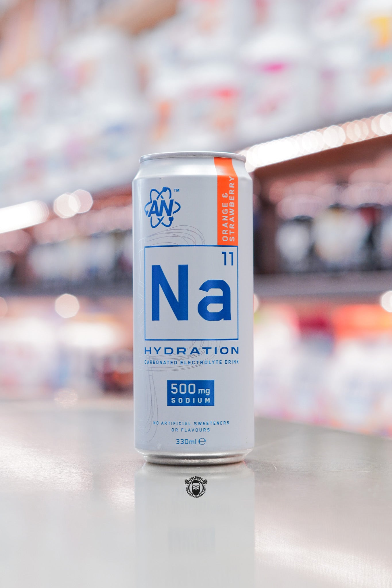 Applied Nutrition Na11 Hydration can Orange & Strawberry flavour, front view with orange accent stripe.