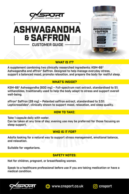 CNSport - Ashwagandha & Saffron - 30 Capsules