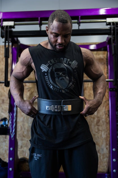 Athlete wearing CNSport Lever Belt in gym during workout