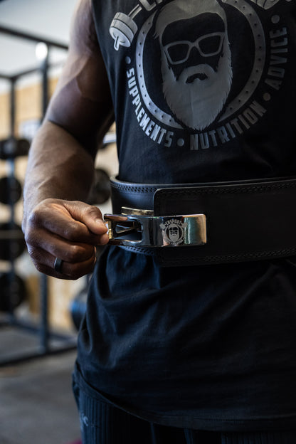 CNSport Lever Belt being fastened with secure lever mechanism