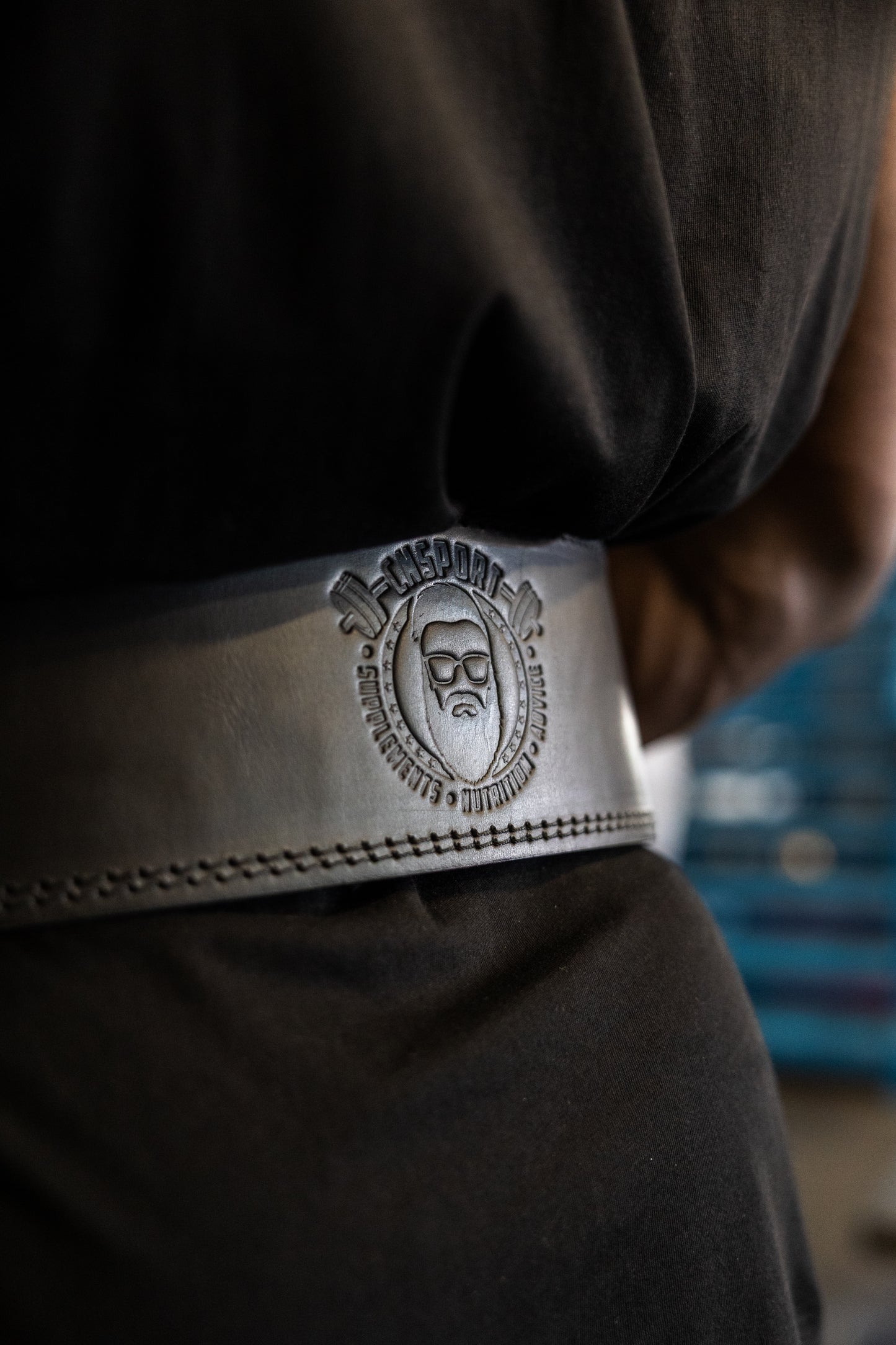 Back view of CNSport Lever Belt showing embossed logo design