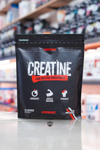 Conteh Sports Creatine Pure Creatine Monohydrate 1kg bag, unflavoured with 200 servings.