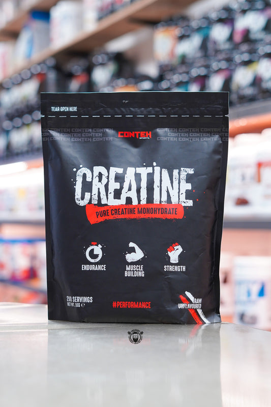 Conteh Sports Creatine Pure Creatine Monohydrate 1kg bag, unflavoured with 200 servings.
