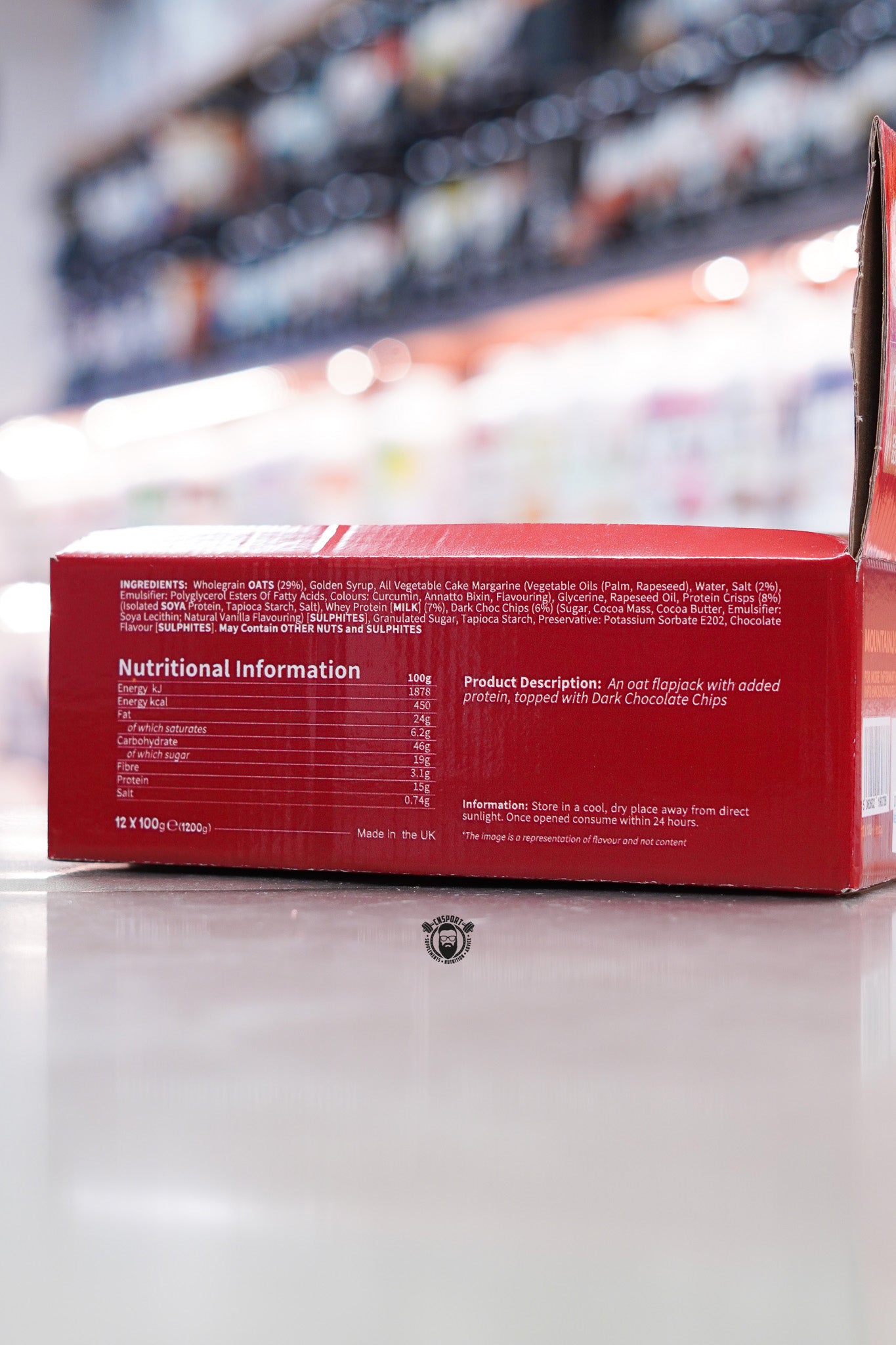 Mountain Joes - Mega Flapjack - 100g ingredient label