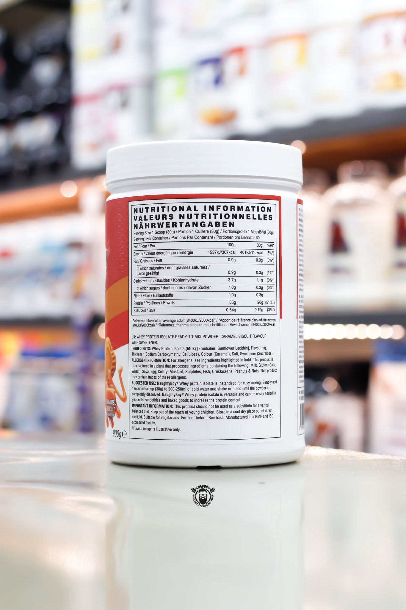 ISO-9 Whey Protein Isolate - Caramel Biscuit flavor protein powder by Naughty Boy