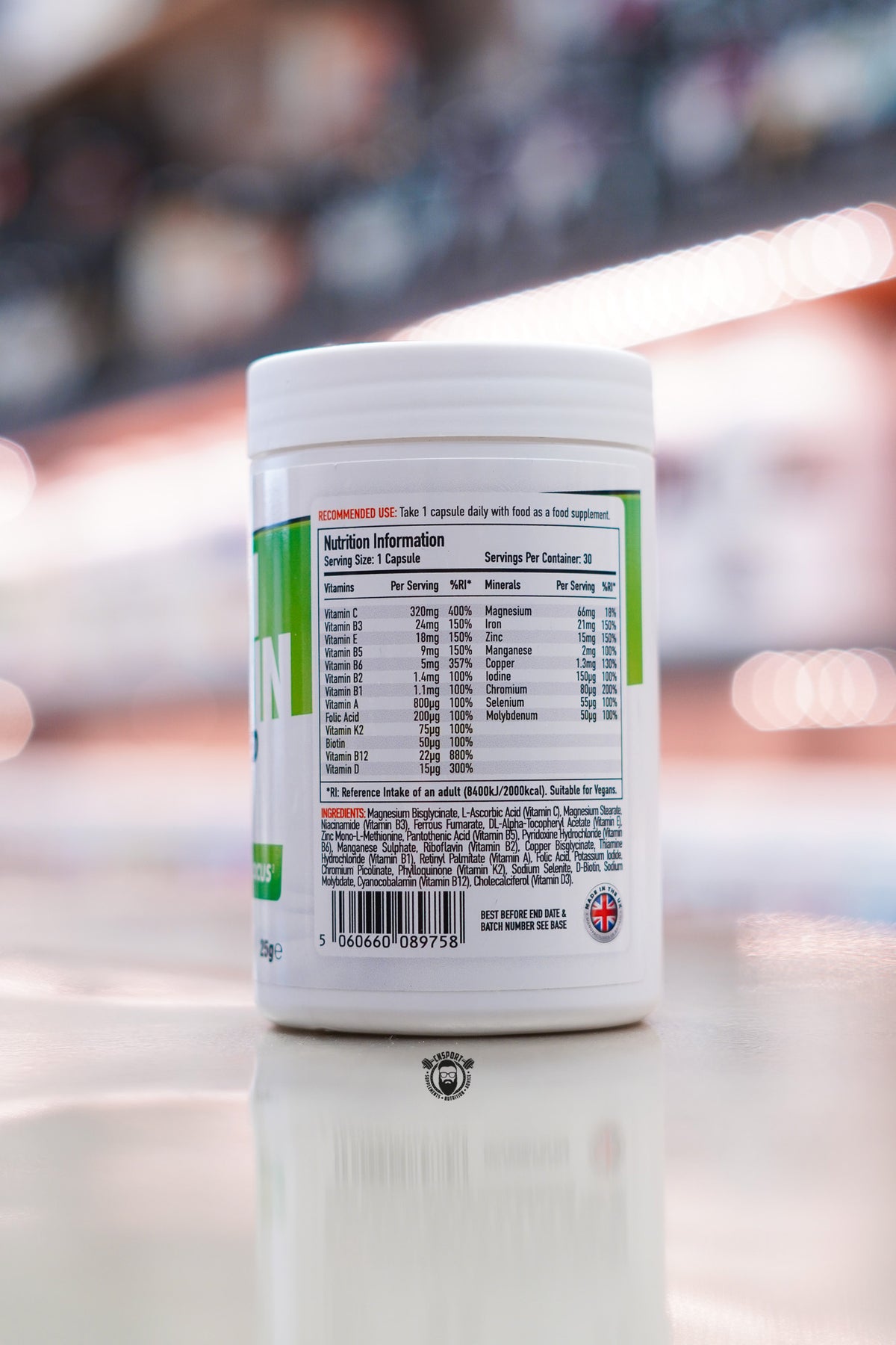 Per4m - Multivitamin - 30 Servings ingredient label