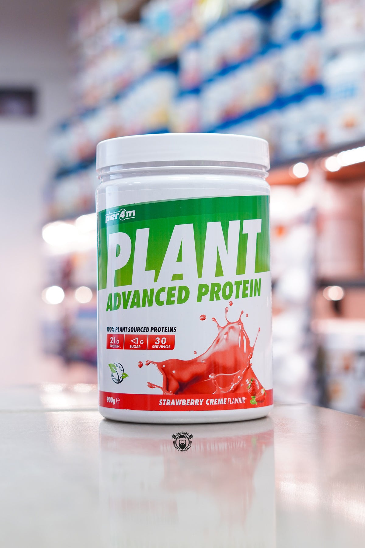 Per4m Plant Protein Strawberry Crème flavour 900g vegan protein powder tub
