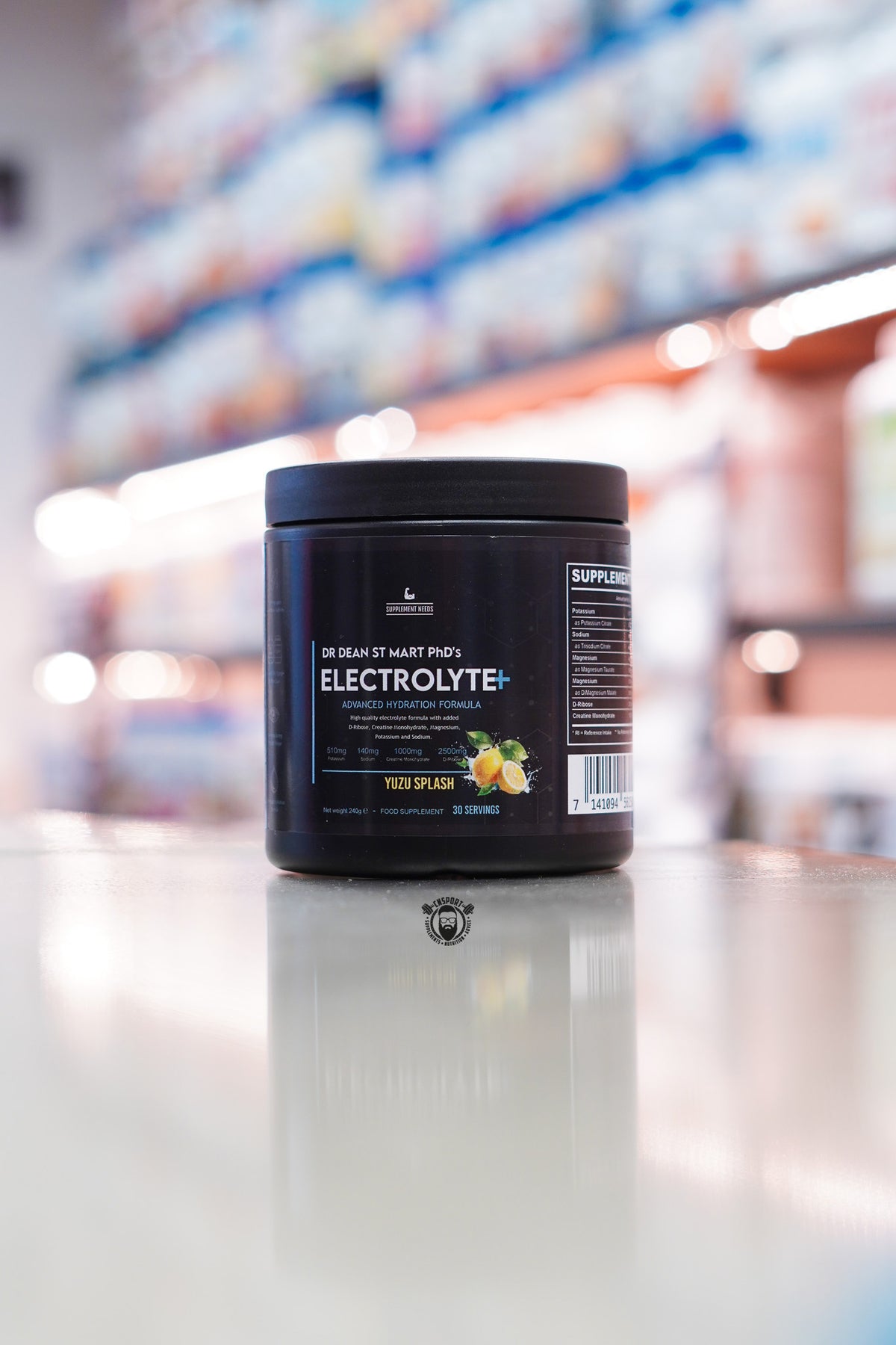 Supplement Needs Electrolyte+ Yuzu Splash flavour hydration powder tub with 30 servings