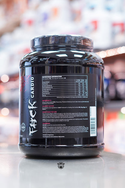 Close-up of TWP All The Whey Iso Jam Roly Poly label showing detailed nutritional information, ingredients, and allergy advice.