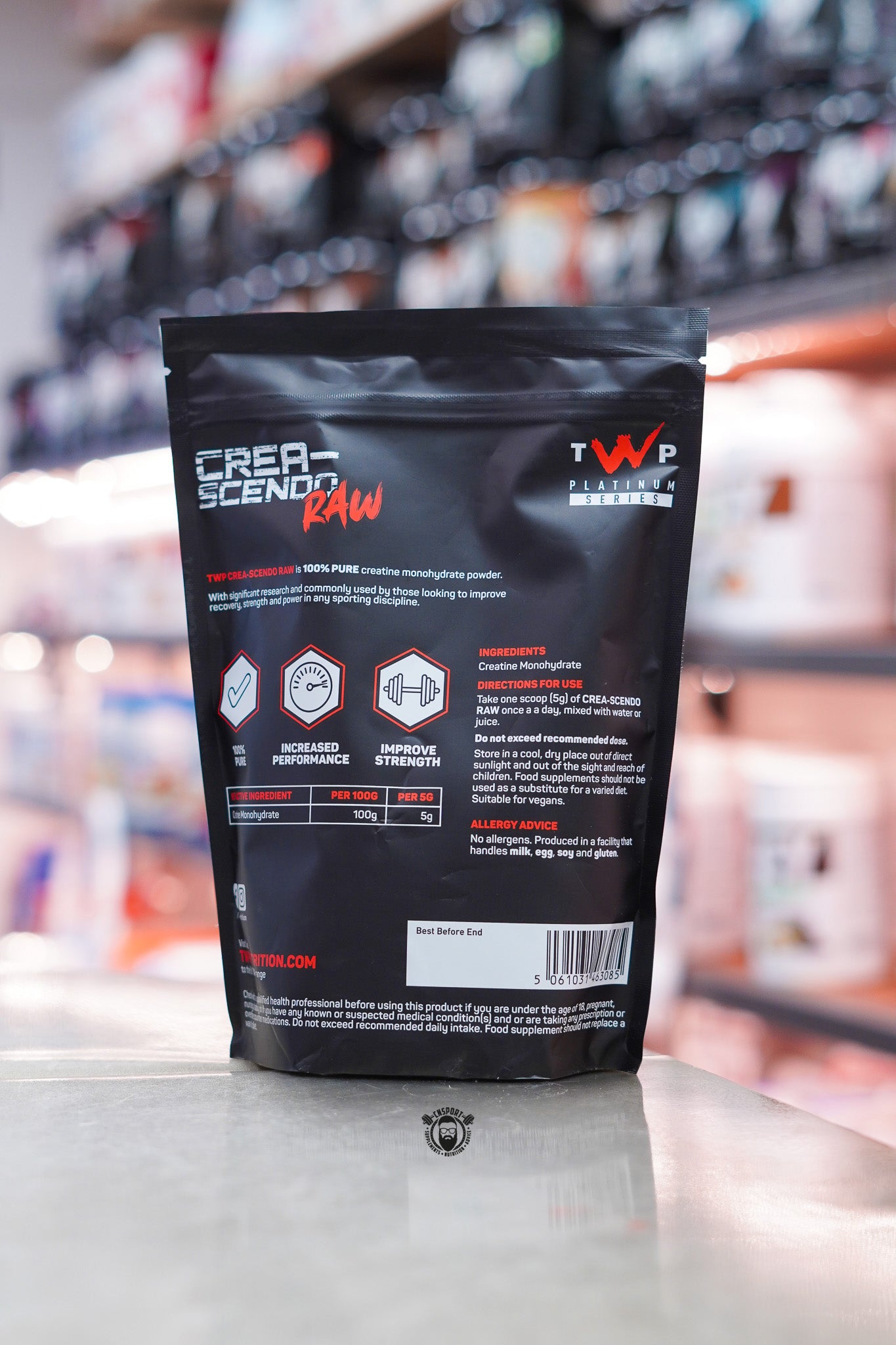 TWP - Crea-Scendo RAW Creatine - 100 Servings ingredient label
