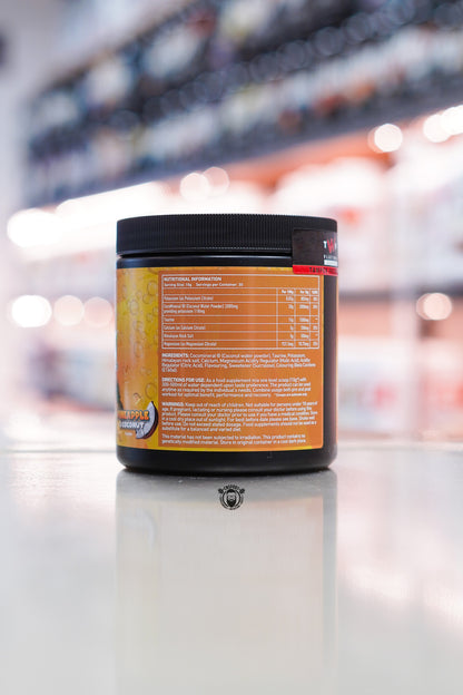 TWP Hydra Plenish hydration formula nutritional information panel showing electrolytes and ingredient breakdown.