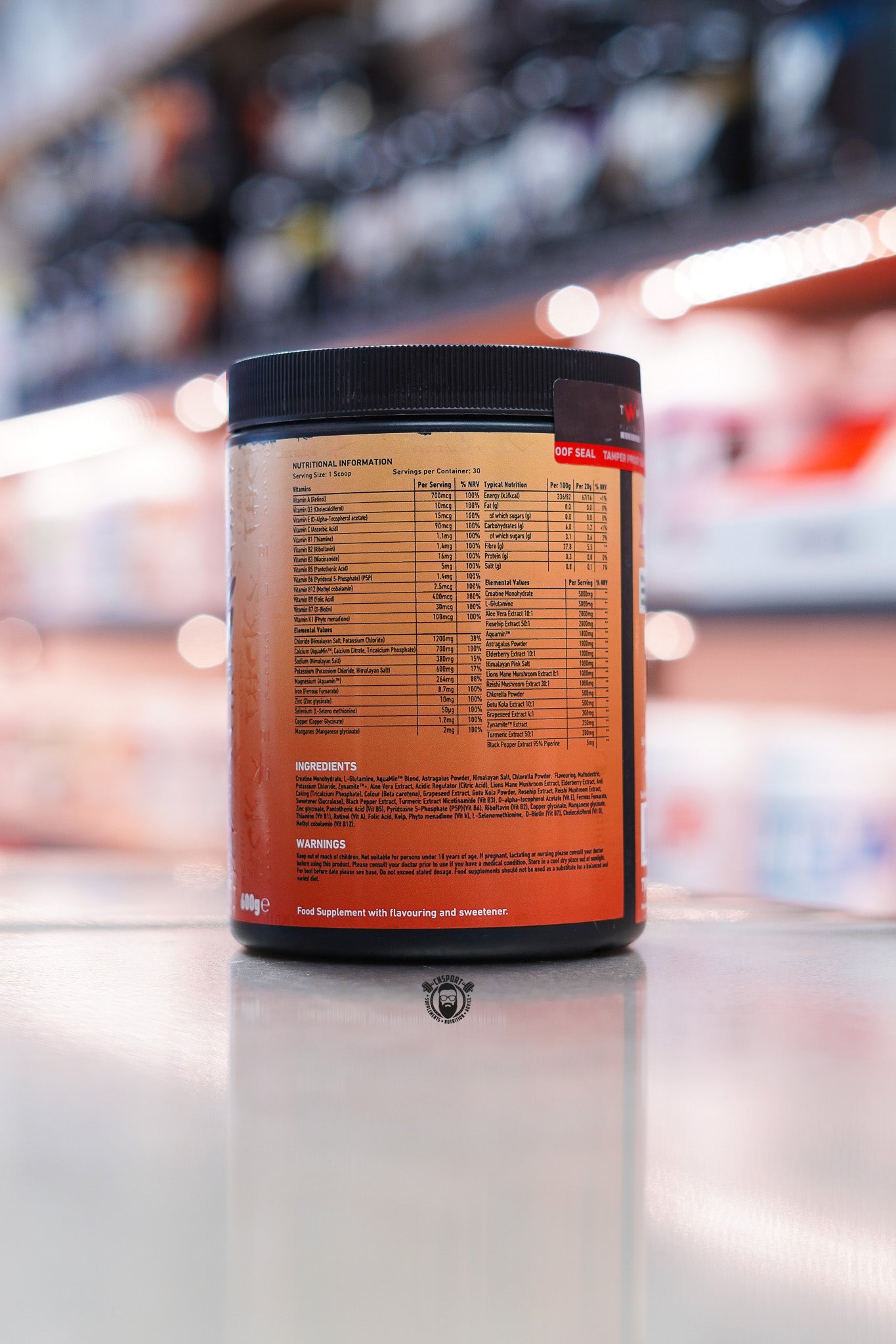 TWP - Kickstart AM - 30 Serving ingredient label