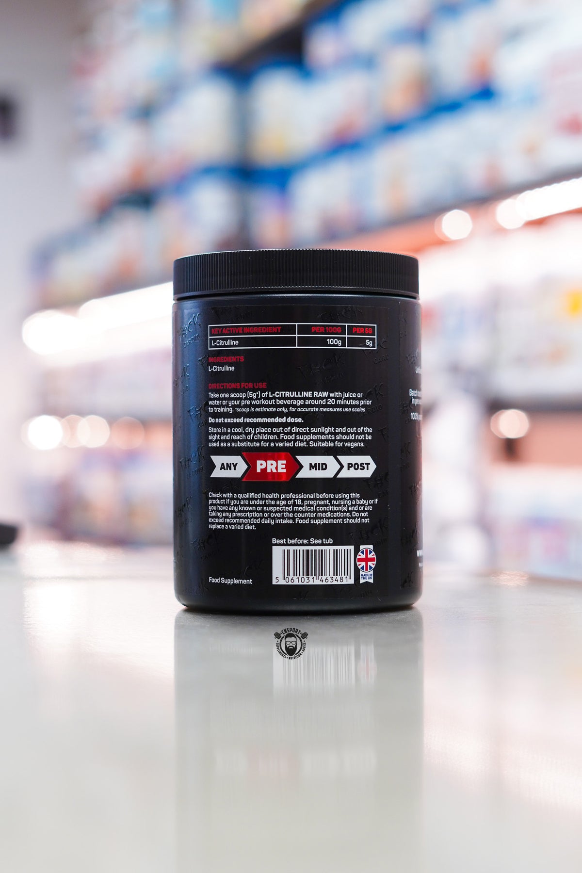 TWP - L-Citrulline Raw- 500g ingredient label