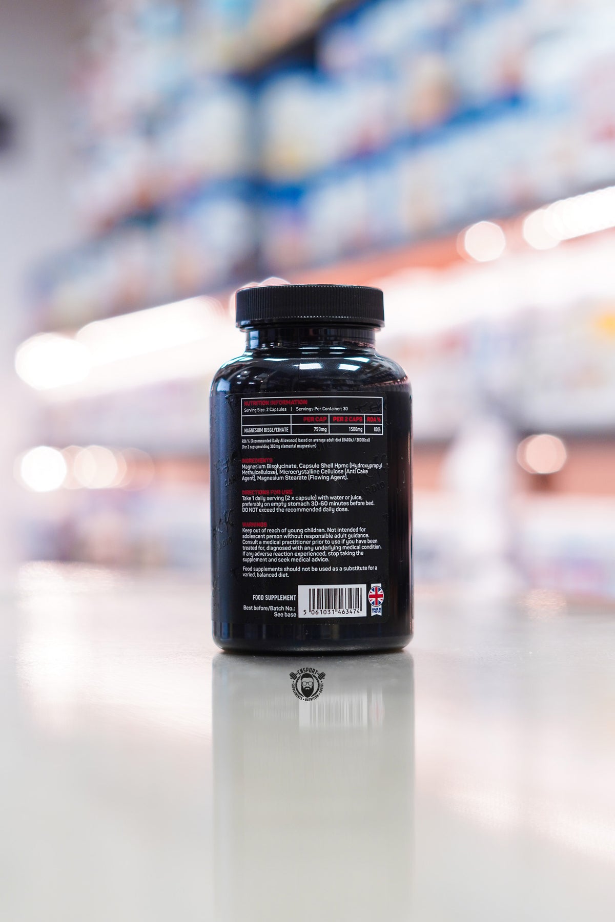 TWP - Magnesium Raw - 60 Caps ingredient label